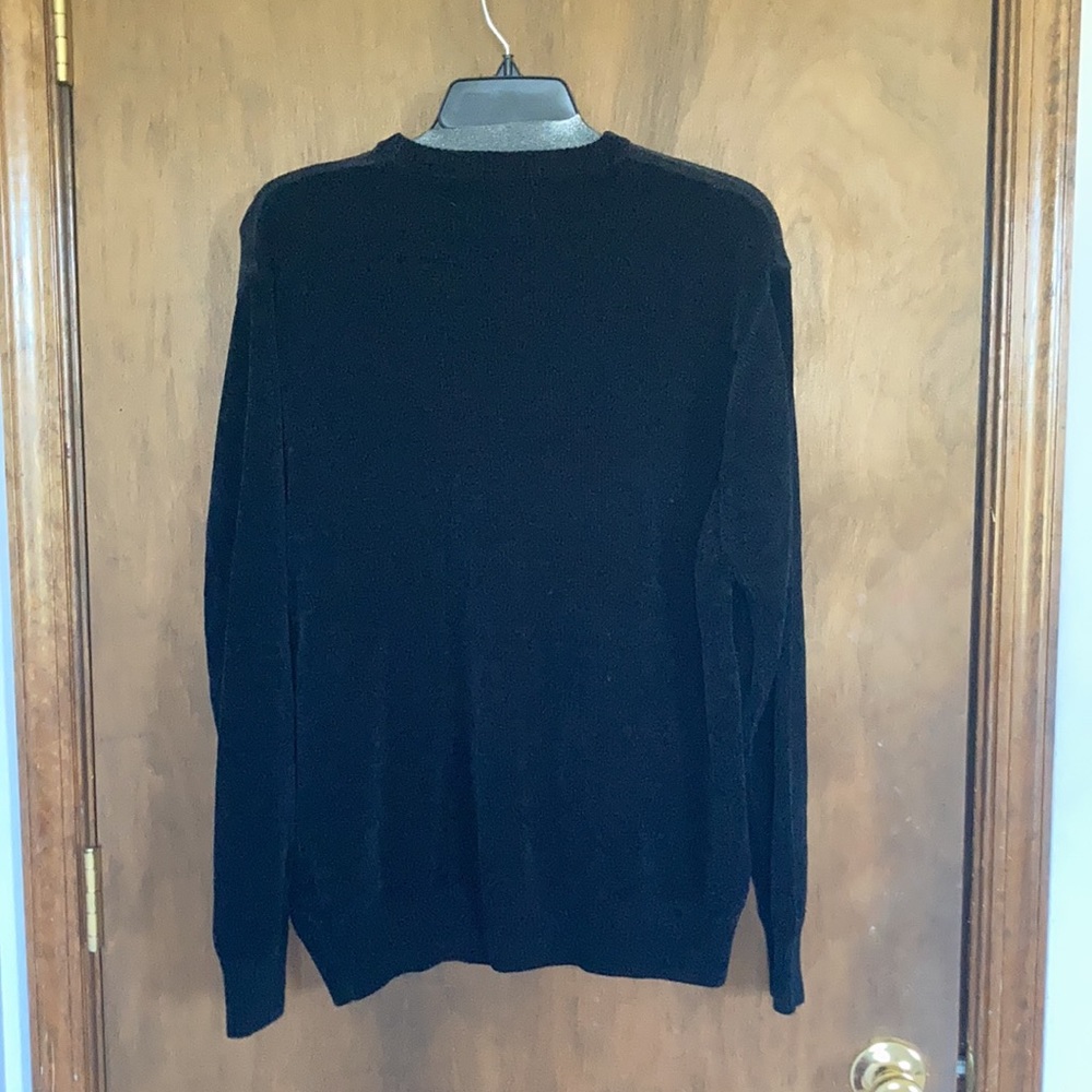 Vintage 90s men’s chenille feel black sweater with stripe of Pattern across - Picture 17 of 17